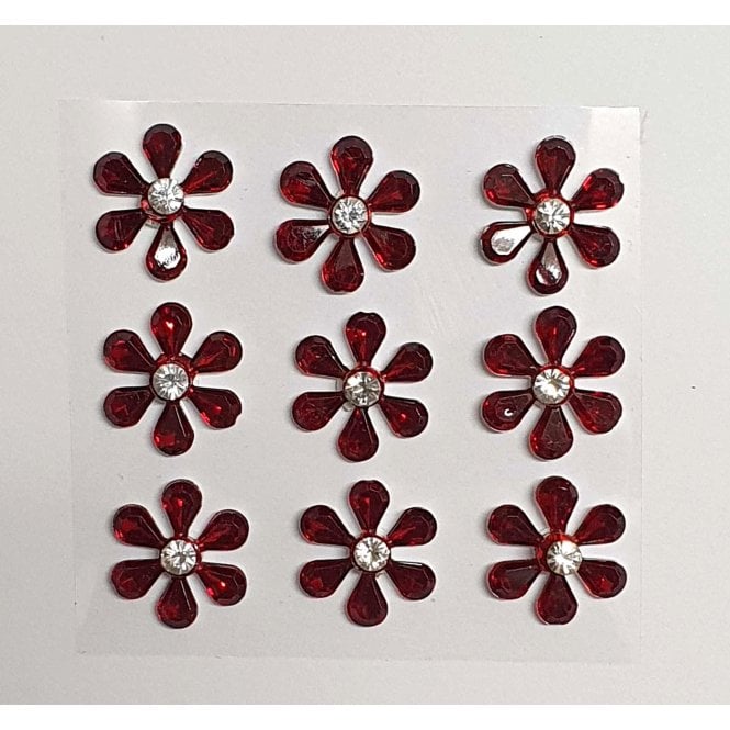 The Cake & Sugarcraft Store Red Crystal Flower Embellishment Pack of 9