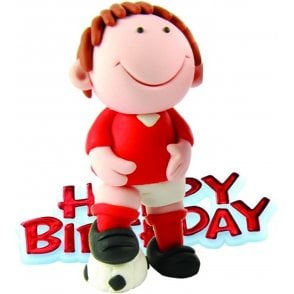 Red Footballer and Motto Cake Topper 