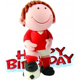 Red Footballer and Motto Cake Topper 