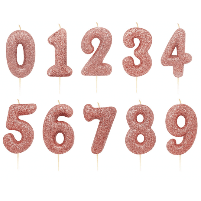 The Cake & Sugarcraft Store Rose Gold Glitter Birthday Number Candle