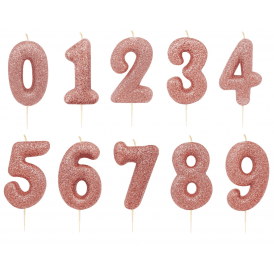 Rose Gold Glitter Birthday Number Candle