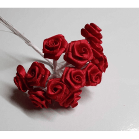 Ruby Red Ribbon Roses Flower Spray