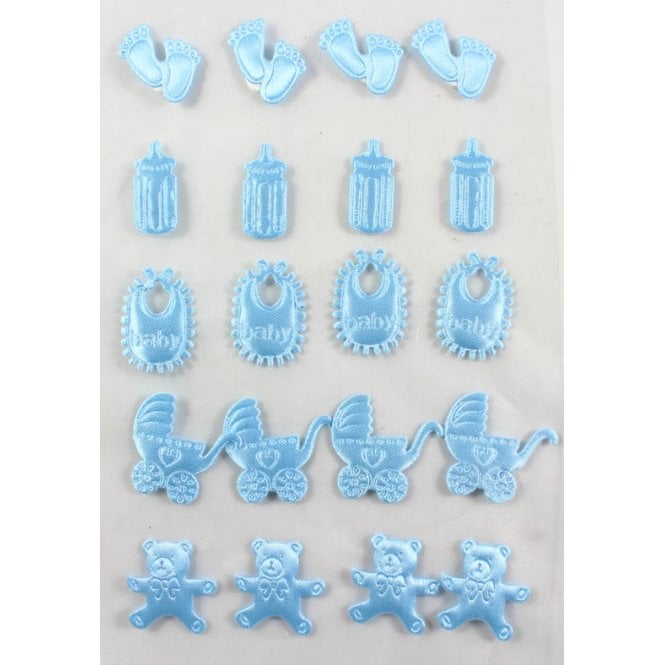 The Cake & Sugarcraft Store Satin Embossed Self Adhesive Baby Stickers - Baby Blue