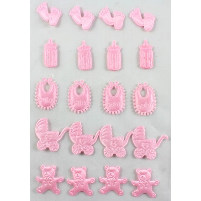 The Cake & Sugarcraft Store Satin Embossed Self Adhesive Baby Stickers - Baby Pink
