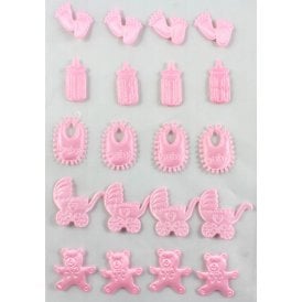 Satin Embossed Self Adhesive Baby Stickers - Baby Pink
