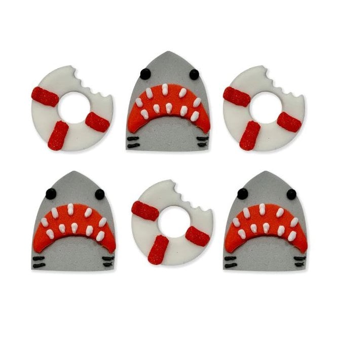 The Cake & Sugarcraft Store Shark and Life Buoy Edible Toppers - Pack of 6