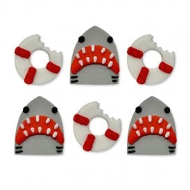 Shark and Life Buoy Edible Toppers - Pack of 6