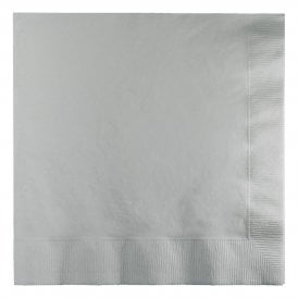 Shimmering Silver Lunch Napkins - Pack of 50 Ply 3
