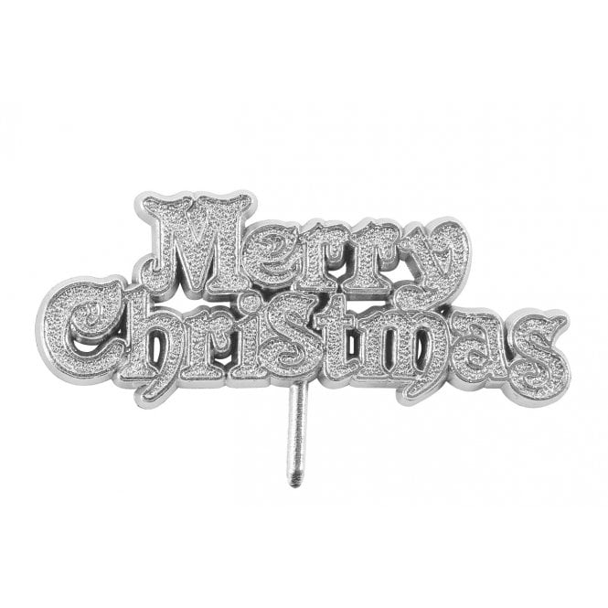 The Cake & Sugarcraft Store Silver Merry Christmas - Motto Pack of 5