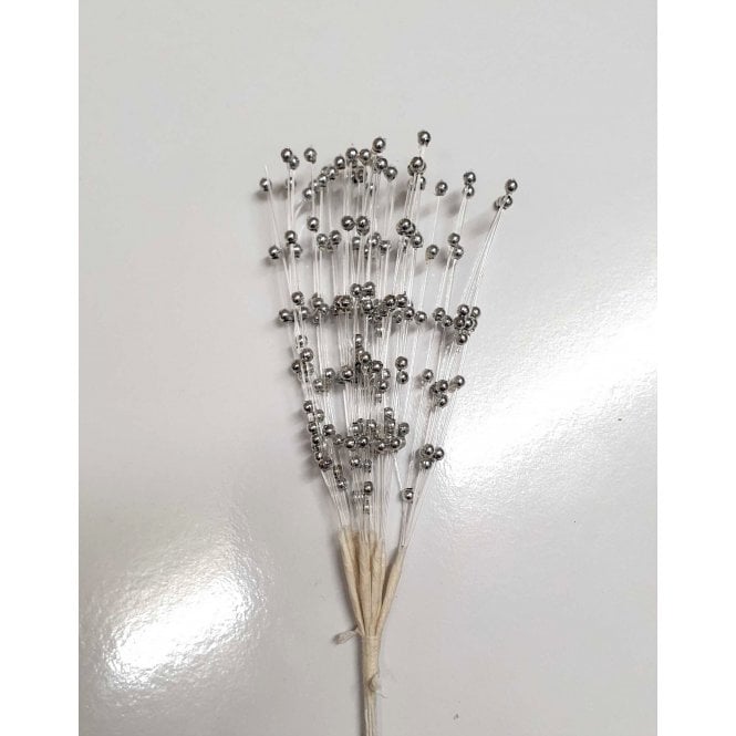 The Cake & Sugarcraft Store Silver Pearl Stems Pack of 12