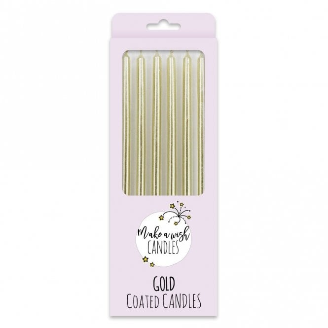 The Cake & Sugarcraft Store Tall Gold Metallic Candles x 6 Make a Wish