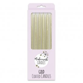 Tall Gold Metallic Candles x 6 Make a Wish