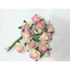 Tea Roses - Pink and Ivory - 15mm