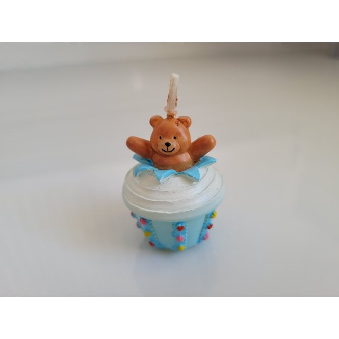 The Cake & Sugarcraft Store Teddy Bear Cupcake Candle - Blue