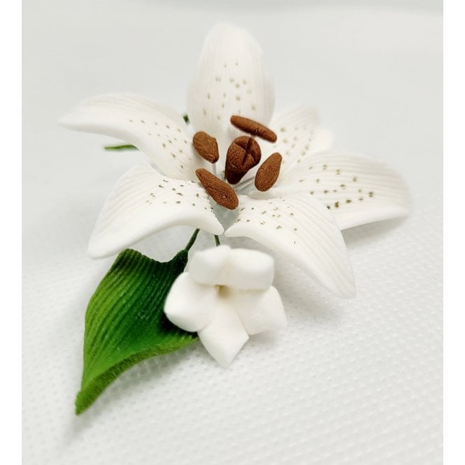 The Cake & Sugarcraft Store Tiger Lily Spray Hard Sugar Wired - White