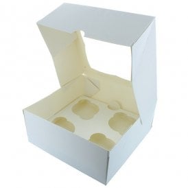 White 4 Hole Cupcake or Muffin Box