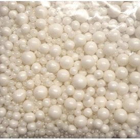White Sugar Pearls - Mixed Sizes - 70g