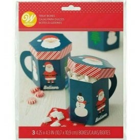 Christmas Treat Boxes Mug Shaped Pack of 3