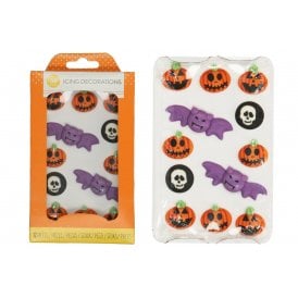 Halloween Pumpkin Bats and Skulls Set of 12 