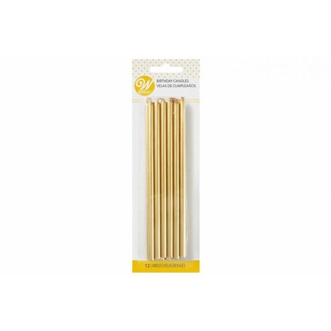 Wilton Tall Gold Birthday Candles - Pack of 12
